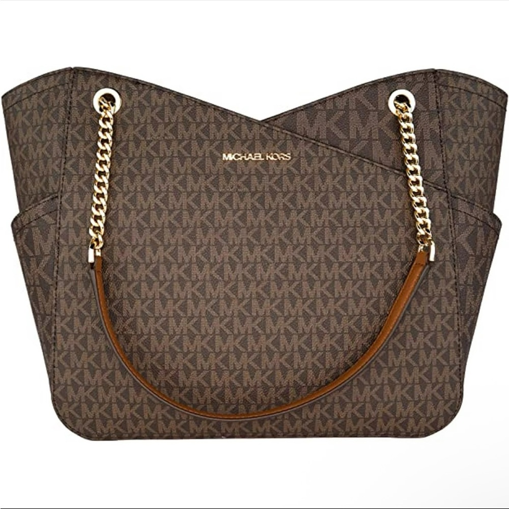 Michael Kors Brown MK Logo Chain-Handle Tote - Picture 2 of 4